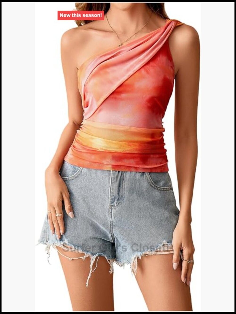 One Shoulder Tie Dye Crop Top Ruched Going Out Sleeveless